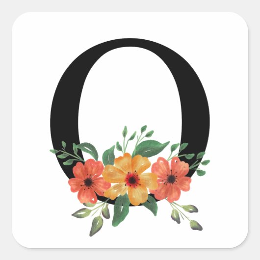 Personalisierte blutorale Mit Monogramm Quadratischer Aufkleber (Vorderseite)