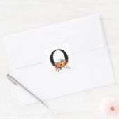 Personalisierte blutorale Mit Monogramm Quadratischer Aufkleber (Umschlag)