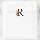 Personalisierte blutorale Mit Monogramm Quadratischer Aufkleber (Tasche)