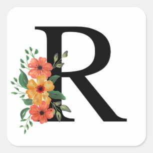 Personalisierte blutorale Mit Monogramm Quadratischer Aufkleber