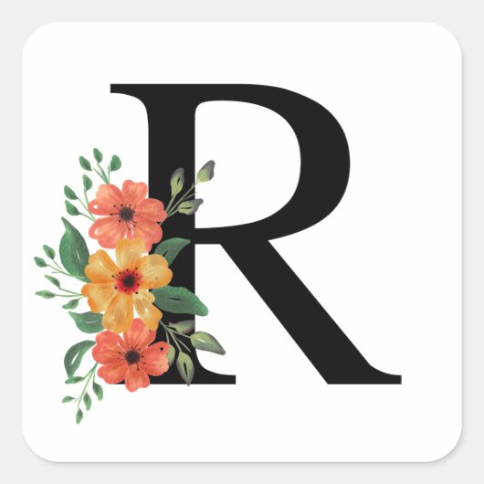 Personalisierte blutorale Mit Monogramm Quadratischer Aufkleber (Vorderseite)