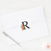Personalisierte blutorale Mit Monogramm Quadratischer Aufkleber (Umschlag)