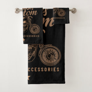 Personalisierte Bobber Motorradgarage Badhandtuch Set