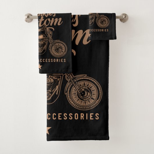 Personalisierte Bobber Motorradgarage Badhandtuch Set (Insitu)