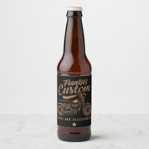 Personalisierte Bobber Motorradgarage Bierflaschenetikett