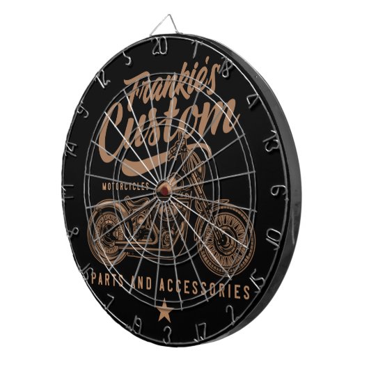 Personalisierte Bobber Motorradgarage Dartscheibe (Vorderseite rechts)