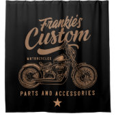 Personalisierte Bobber Motorradgarage Duschvorhang (Vorderseite)