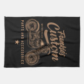 Personalisierte Bobber Motorradgarage Geschirrtuch (Horizontal)