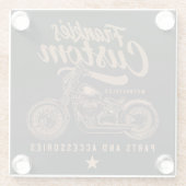 Personalisierte Bobber Motorradgarage Glasuntersetzer (Rückseite)