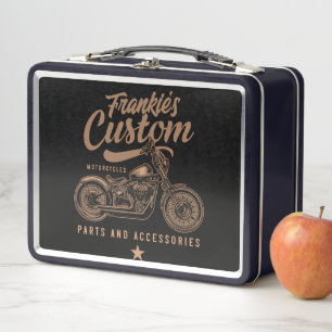 Personalisierte Bobber Motorradgarage Metall Brotdose