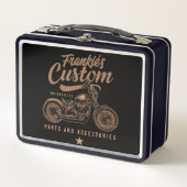 Personalisierte Bobber Motorradgarage Metall Brotdose (Vorderseite)