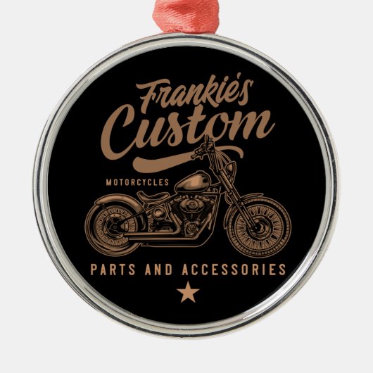Personalisierte Bobber Motorradgarage Ornament Aus Metall (Vorne)