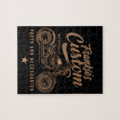 Personalisierte Bobber Motorradgarage Puzzle (Horizontal)