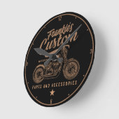 Personalisierte Bobber Motorradgarage Runde Wanduhr (Winkel)