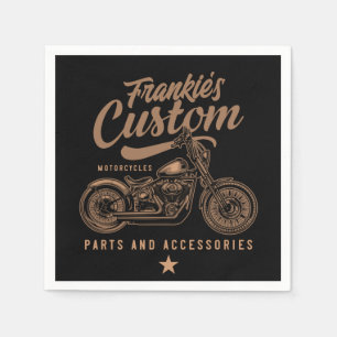 Personalisierte Bobber Motorradgarage Serviette