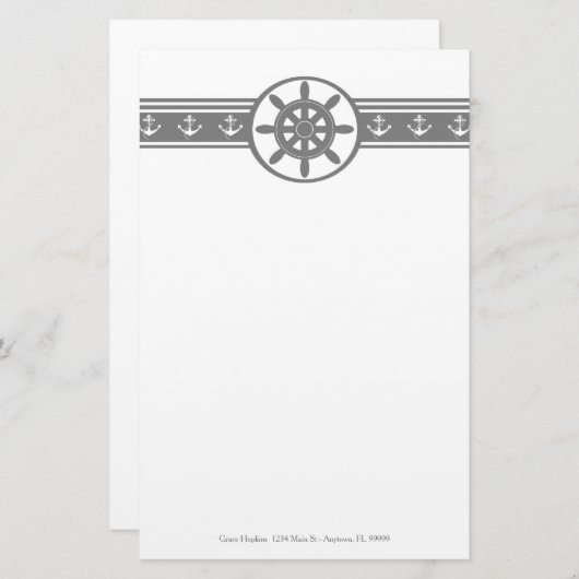 Personalisierte Bodenbeläge für graue Schiffe Briefpapier (Vorne/Hinten)