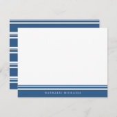 Personalisierte Bodenbeläge für Navy Blue Strip Mitteilungskarte (Vorne/Hinten)