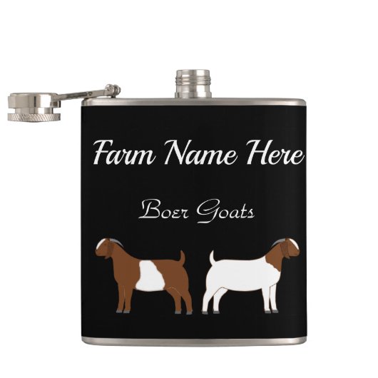Personalisierte Boer Goat Farm Black Flachmann (Geöffnet)