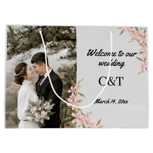 Personalisierte Bohemische Hochzeit Große Geschenktüte (Rückseite)