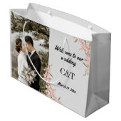 Personalisierte Bohemische Hochzeit Große Geschenktüte (Rückseite Schrägansicht)