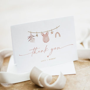 Personalisierte Boho-Babysachenleine Baby Shower Dankeskarte