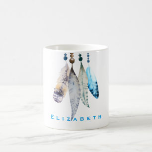 Personalisierte Boho Beads 'n Feathers Kaffeetasse