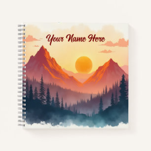 Personalisierte Boho-Berge bei Sonnenaufgang Notizblock