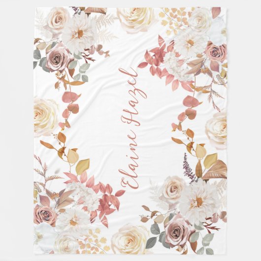 Personalisierte Boho-Blume auf Fleece Blanket (Vorderseite)