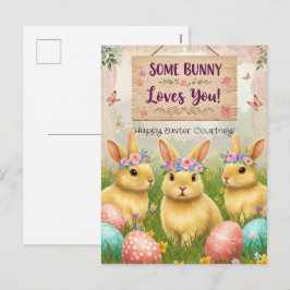Personalisierte Boho Bunny Ostercard für Girls Feiertagspostkarte