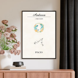 Personalisierte Boho Fische Sternzeichen Konstella Poster
