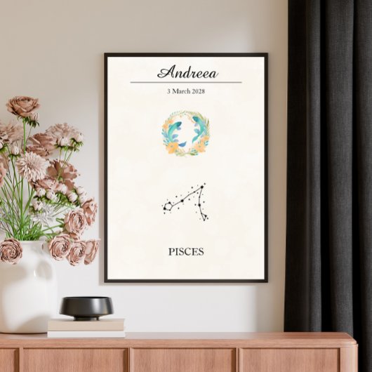 Personalisierte Boho Fische Sternzeichen Konstella Poster