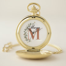 Personalisierte Boho-Floral-Monogramm-Uhr
