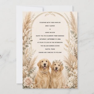 Personalisierte Boho-Golden-Retriever-Hochzeitsein Einladung