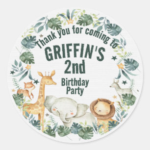 Personalisierte Boho Jungle Safari Tierkleber Runder Aufkleber