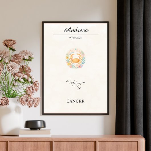 Personalisierte Boho Krebs Zodiak Konstellation Poster