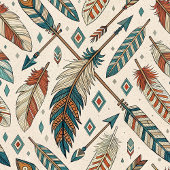 Personalisierte Boho Napkins Ethnic Feathers & Arr Serviette