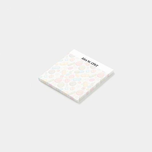Personalisierte Boho Pharmacy 3x3 Sticky Notes Post-it Klebezettel (angewinkelt)
