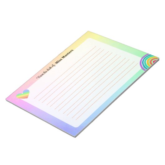 Personalisierte Boho Rainbow-Editor Notizblock (angewinkelt)