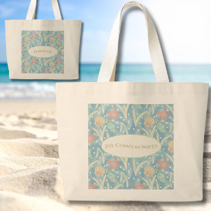 Personalisierte Boho-Strandtasche – Seesterne Musc Jumbo Stoffbeutel