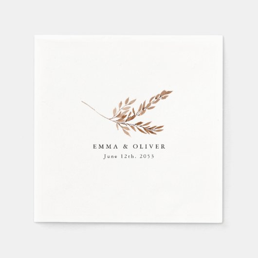 Personalisierte Boho-Terrakotta-Botanical-Hochzeit Serviette (Vorderseite)