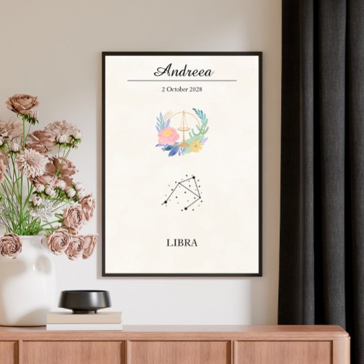 Personalisierte Boho Waage Sternzeichen Konstellat Poster