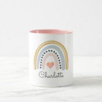 Personalisierte Boho Wasserfarbe Regenbogen-Tasse
