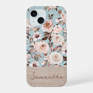 Personalisierte Boho-Wasserfarben-Blumenmotive iPhone 15 Hülle