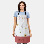 Personalisierte Boho-Wildblume Schürze (Getragen)