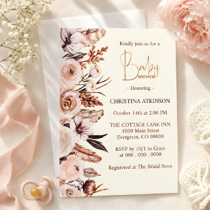 Personalisierte Boho-Wildblumen-Baby-Mädchen-Party Einladung