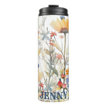 Personalisierte Boho Wildblumen Thermal Tumbler