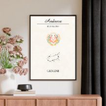 Personalisierte Boho Zwillinge Sternzeichen Konste