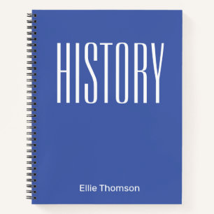 Personalisierte Bold Typografy History Subject Blu Notizblock