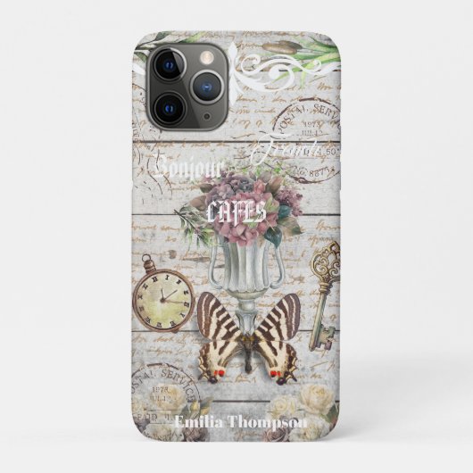 Personalisierte Bonjour-trendige rustikale Kunst F Case-Mate iPhone Hülle (Rückseite)