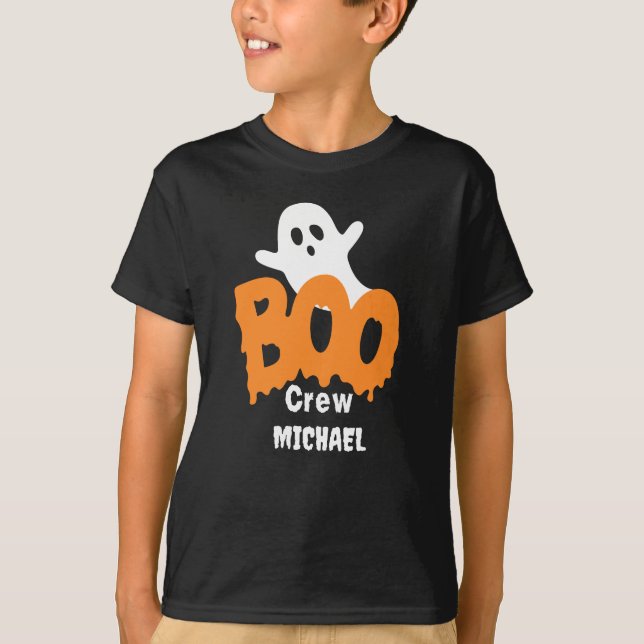 Personalisierte Boo-Crew Kids Halloween T-Shirt (Vorderseite)
